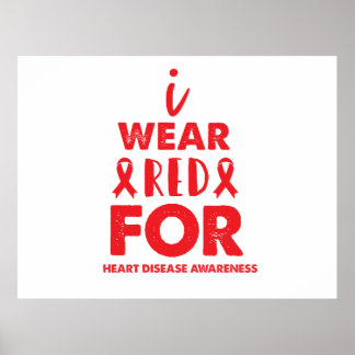 I Bära Red Ribbon for Heart Disease Awareness Poster
