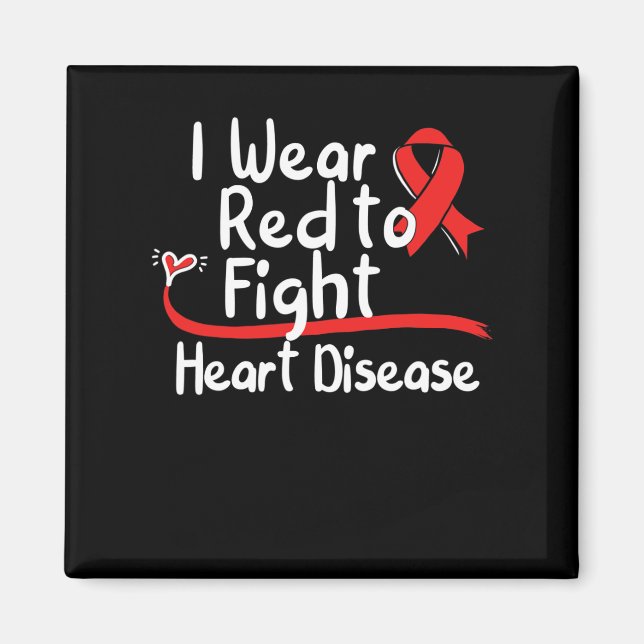 I Bära Red to Fight Heart Disease Awareness Mamma  Magnet (Framsidan)