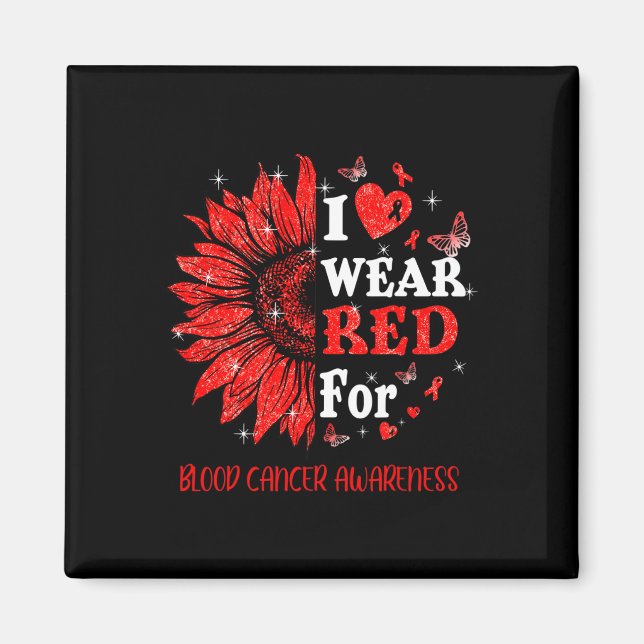 I bära Red Twinkle Heart Solros Blood Cancer Aw Magnet (Framsidan)