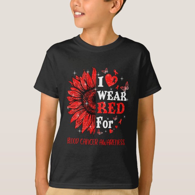 I bära Red Twinkle Heart Solros Blood Cancer Aw T Shirt (Framsida)