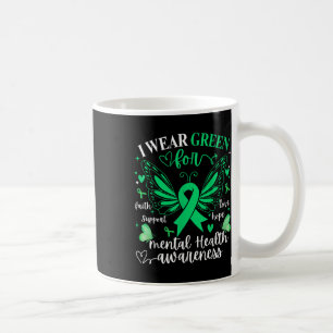 I Bära Ribbon Grönt Butterfly Heart Mental Health Kaffemugg