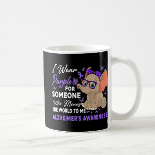 I Bära Ribbon Lila Elephant Cute Alzheimers's Awa Kaffemugg