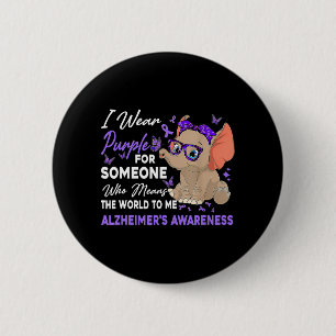 I Bära Ribbon Lila Elephant Cute Alzheimers's Awa Knapp