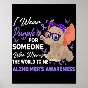 I Bära Ribbon Lila Elephant Cute Alzheimers's Awa Poster