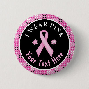 I Bära Rosa Breast Cancer Awareness Blommigt Butto Knapp