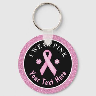 I Bära Rosa Breast Cancer Awareness Glitter Keycha Nyckelring