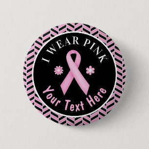 I Bära Rosa Breast Cancer Awareness Herringbone Bu Knapp