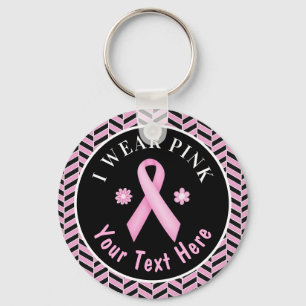 I Bära Rosa Breast Cancer Awareness Herringbone Ke Nyckelring
