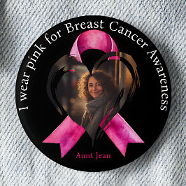 I Bära Rosa for Breast Cancer Awareness Photo Knapp