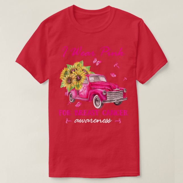 I Bära Rosa for Breast Cancer Awareness Solros T Shirt (Design framsida)