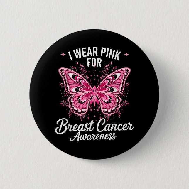 I Bära Rosa för medvetenhet om bröstcancer _1 Knapp (Framsida)