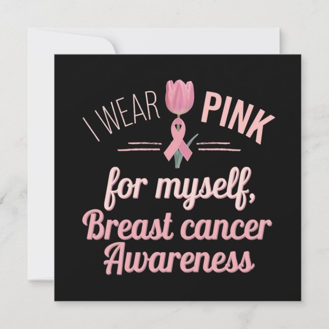 I Bära Rosa för mig - medvetenhet om bröstcancer Inbjudningar (Framsida)