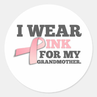 I BÄRA ROSA FÖR MIN GRANDMOTHER Breast Cancer Runt Klistermärke