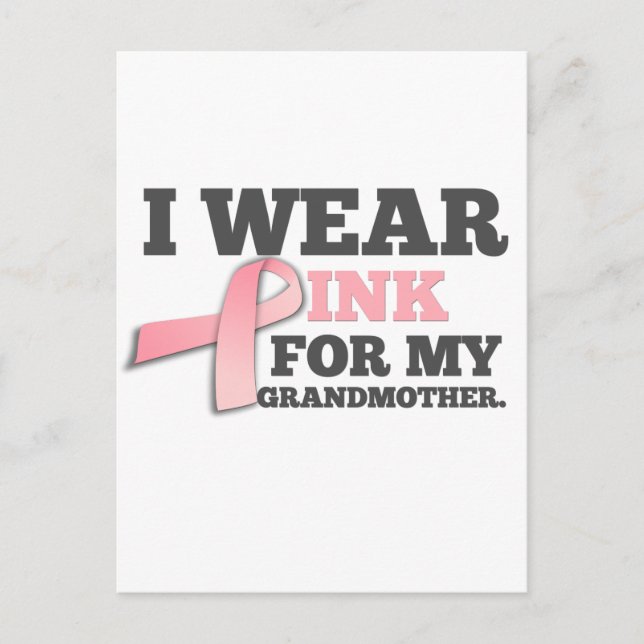 I BÄRA ROSA FÖR MIN GRANDMOTHER Breast Cancer Vykort (Framsida)