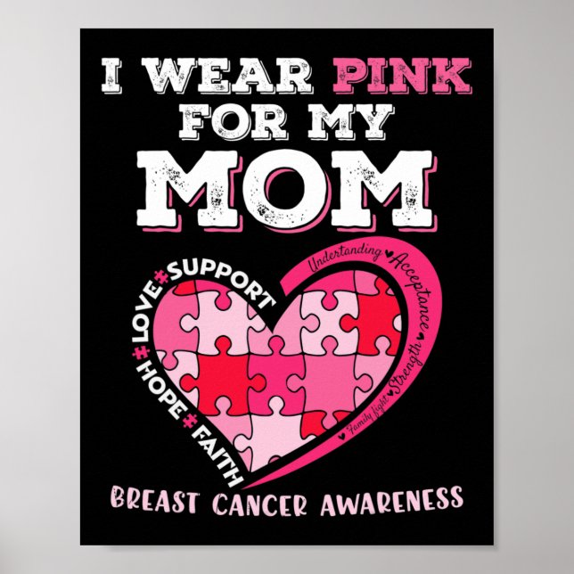 I Bära Rosa för min Mamma Breast Canceness Awarene Poster (Framsidan)