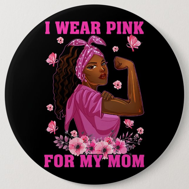 I Bära Rosa för min Mamma Breast Cancer Awareness  Knapp (Framsida)