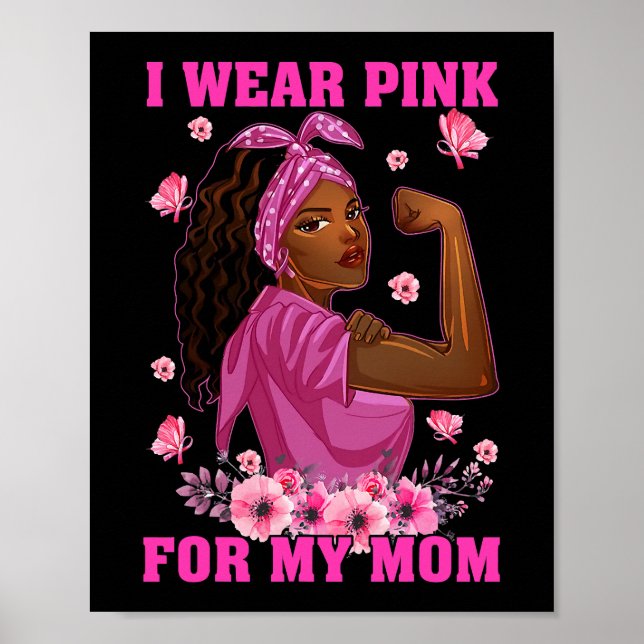 I Bära Rosa för min Mamma Breast Cancer Awareness  Poster (Framsidan)
