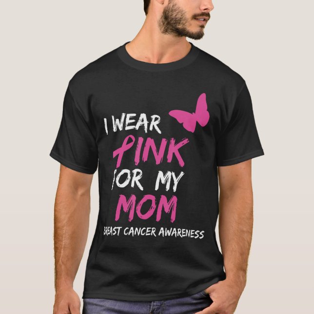 I Bära Rosa för min Mamma bröstcancermedvetenhet T Shirt (Framsida)