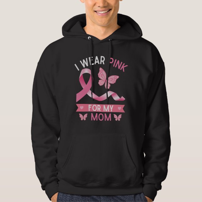 I bära rosa för min mamma, medvetenhet om bröstcan hoodie (Framsida)