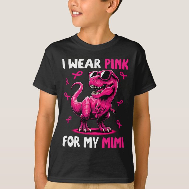 I Bära Rosa för min Mimi T-rex Dinosaur-bröstkanal T Shirt (Framsida)