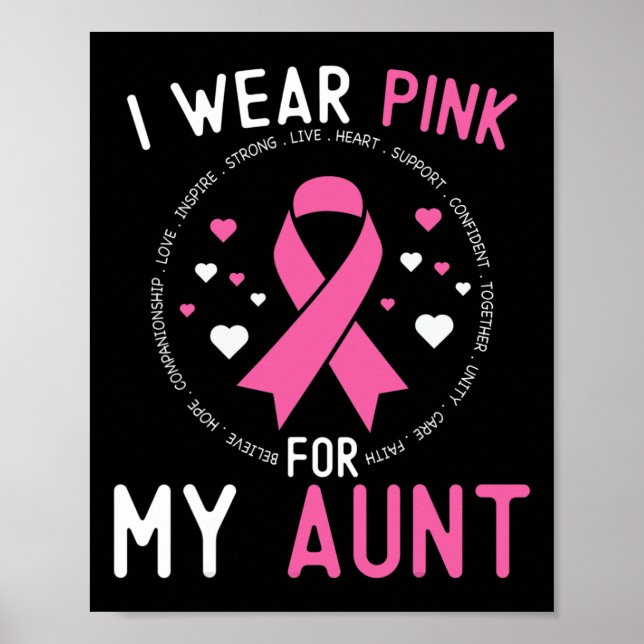I Bära Rosa för min Moster Bröstcancer medvetenhet Poster (Framsidan)