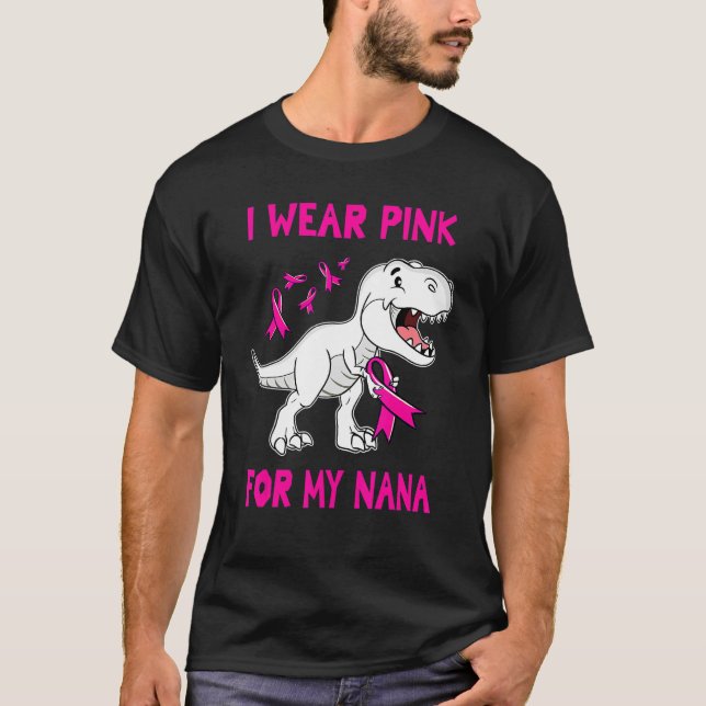 I Bära Rosa för min NANA TRex Dinosaur Rosa Ribbon T Shirt (Framsida)
