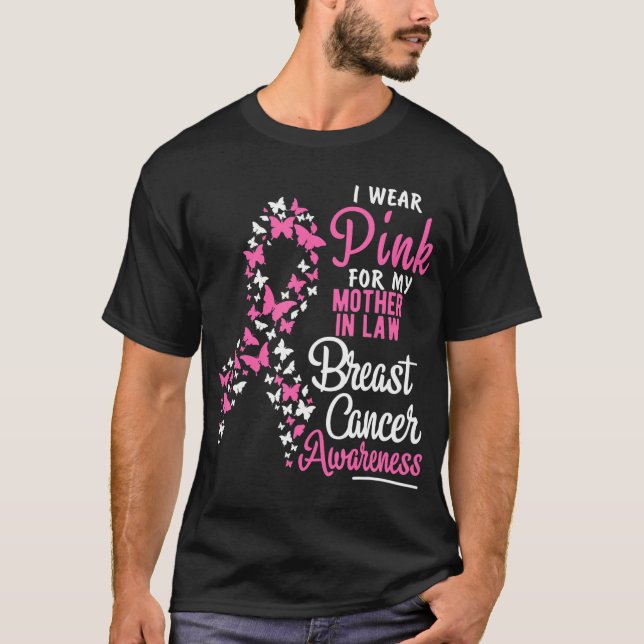 I Bära Rosa för min Svärmor bröstcancer T Shirt (Framsida)