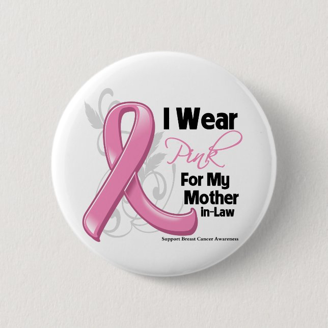 I Bära Rosa för mitt Mor - bröstcancer Knapp (Framsida)
