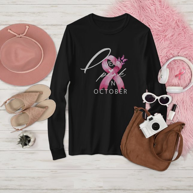 I Bära Rosa i oktober Breast Cancer Awareness T Shirt (Skapare uppladdad)