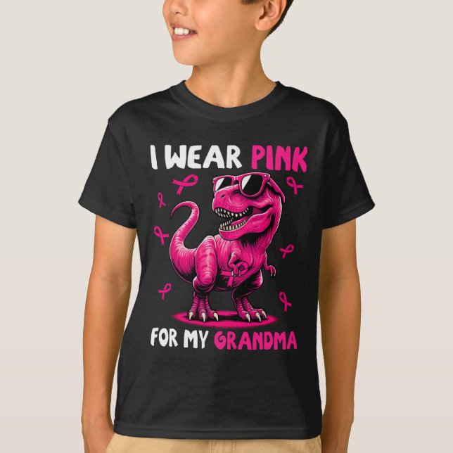 I Bära Rosa till Min morma T-rex Dinosaur Breast C T Shirt (Framsida)