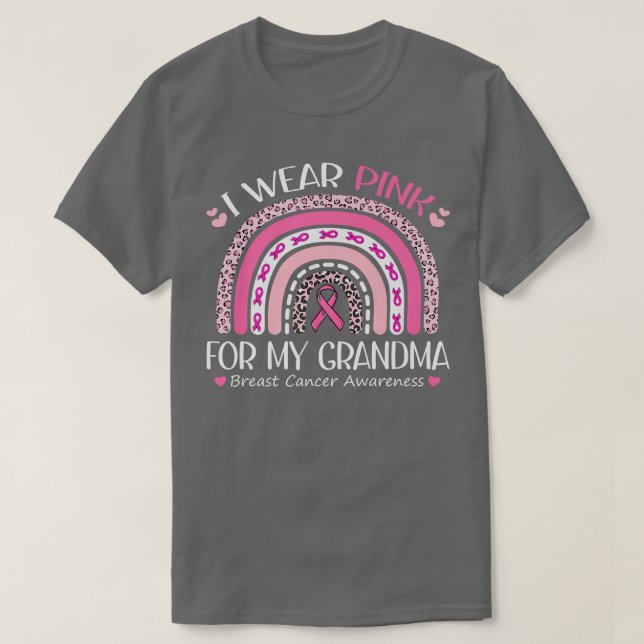 I Bära Rosa till Min mormor Bröstcancer medvetenhe T Shirt (Design framsida)