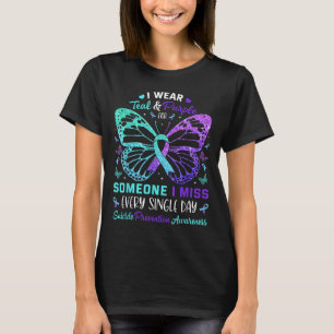 I Bära Teal& Lila Butterfly Suicide Prevent T Shirt