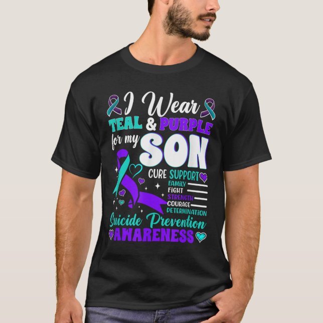 I Bära Teal&amp; Lila för min son Suicide Preven T Shirt (Framsida)