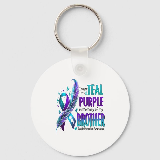 I Bära Teal&amp; Lila för mitt brödrasjälvmord pr Nyckelring (Framsida)