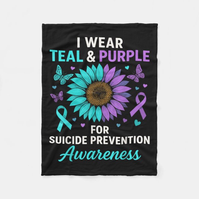 I Bära Teal&amp; Lila for Suicizin Prevention Aw Fleecefilt (Framsidan)