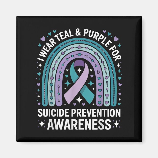 I Bära Teal&amp; Lila for Suicizin Prevention Aw Magnet (Framsidan)
