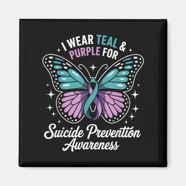 I Bära Teal&amp; Lila for Suicizin Prevention Aw Magnet (Framsidan)