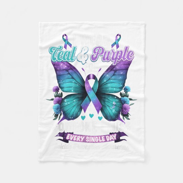 I Bära Teal&amp; Lila Suicide Prevention Awaren Fleecefilt (Framsidan)