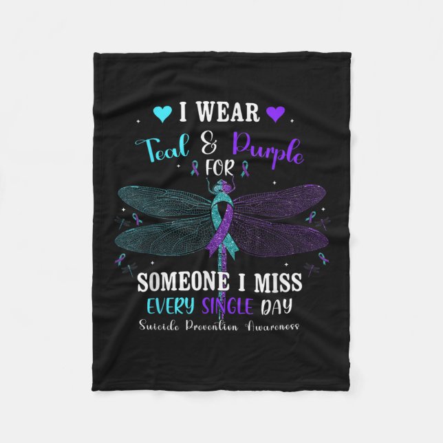 I Bära Teal&amp; Lila Suicide Prevention Awaren Fleecefilt (Framsidan)