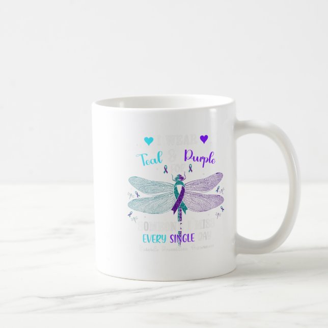 I Bära Teal&amp; Lila Suicide Prevention Awaren Kaffemugg (Höger)