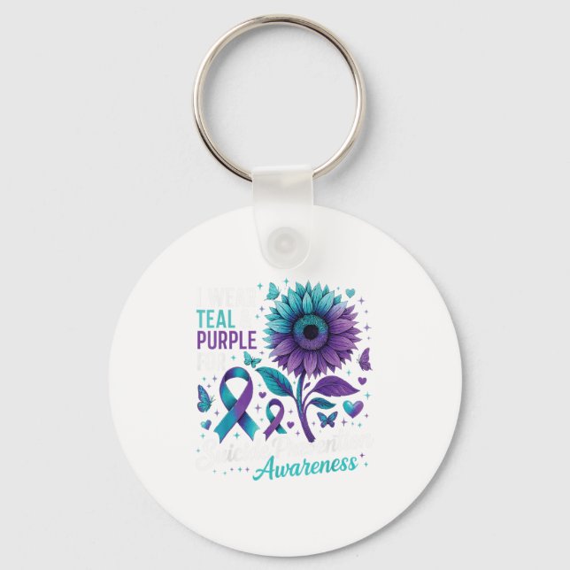 I Bära Teal&amp; Lila Suicide Prevention Awaren Nyckelring (Framsida)