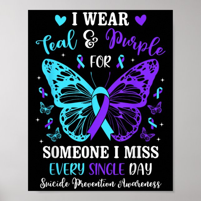 I Bära Teal&amp; Lila Suicide Prevention Awaren Poster (Framsidan)