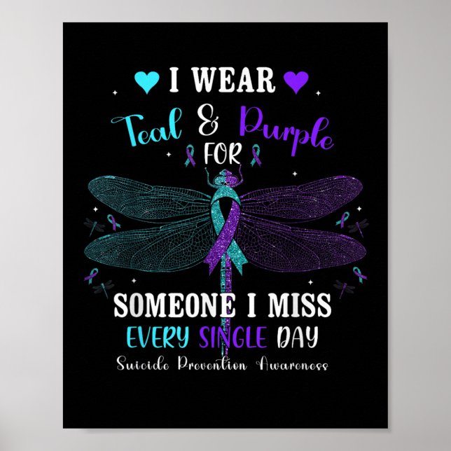 I Bära Teal&amp; Lila Suicide Prevention Awaren Poster (Framsidan)