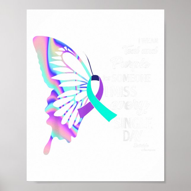 I Bära Teal&amp; Lila Suicide Prevention Awaren Poster (Framsidan)