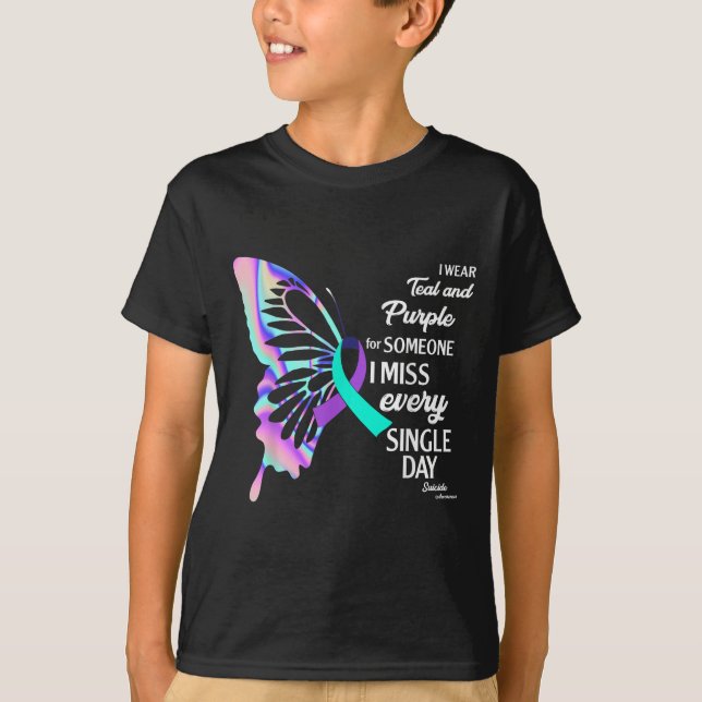 I Bära Teal&amp; Lila Suicide Prevention Awaren T Shirt (Framsida)