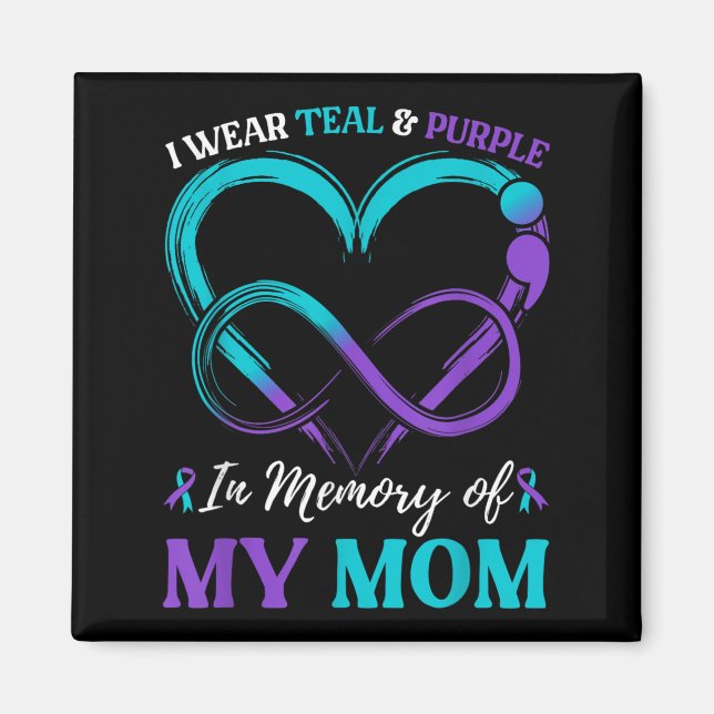 I Bära Teal&amp; Lila till minne av min Mamma Magnet (Framsidan)