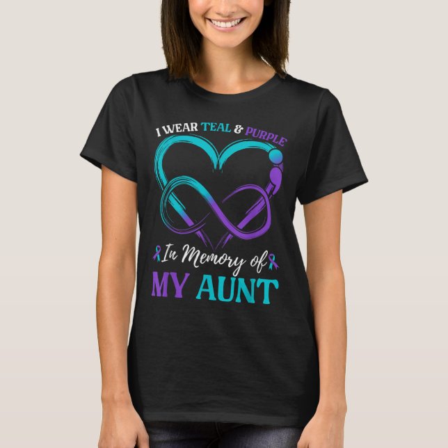 I Bära Teal&amp; Lila till minne av min Moster T Shirt (Framsida)