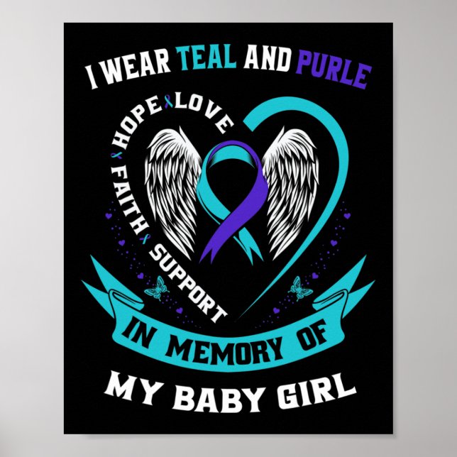 I Bära Teal and Lila by Suicide Awareness Ribbon Poster (Framsidan)