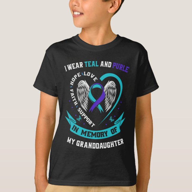 I Bära Teal and Lila for Granddotter Suiciin A T Shirt (Framsida)