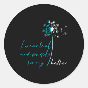 I Bära Teal and Lila for My Brother Suicide Prev Runt Klistermärke